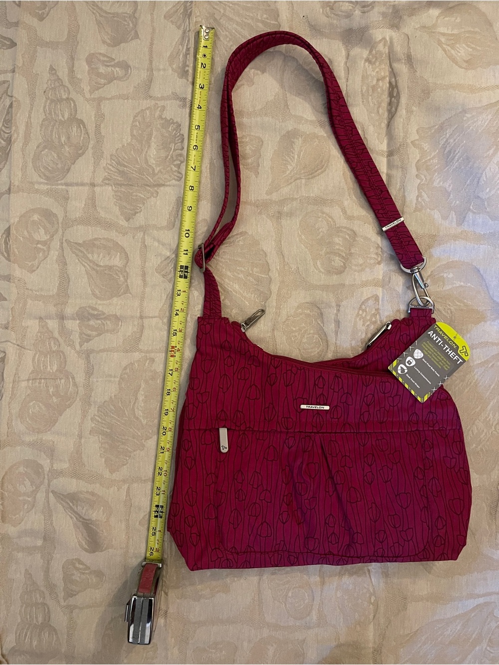 Travelon Anti-Theft Crossbody Bag in Red/Burgundy NWT, Built-in RFID Protection
